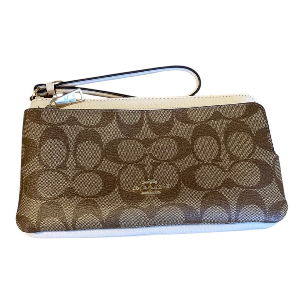 Coach Brown and White Wristlet